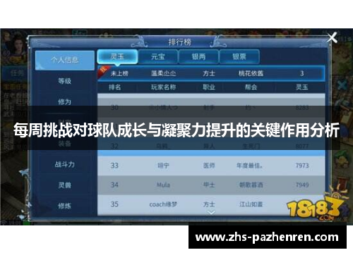 每周挑战对球队成长与凝聚力提升的关键作用分析 每周挑战对球队成长与凝聚力提升的关键作用分析